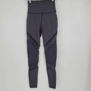 BEYOND yoga high waisted Grey Black Textured Mesh Panel Leggings small